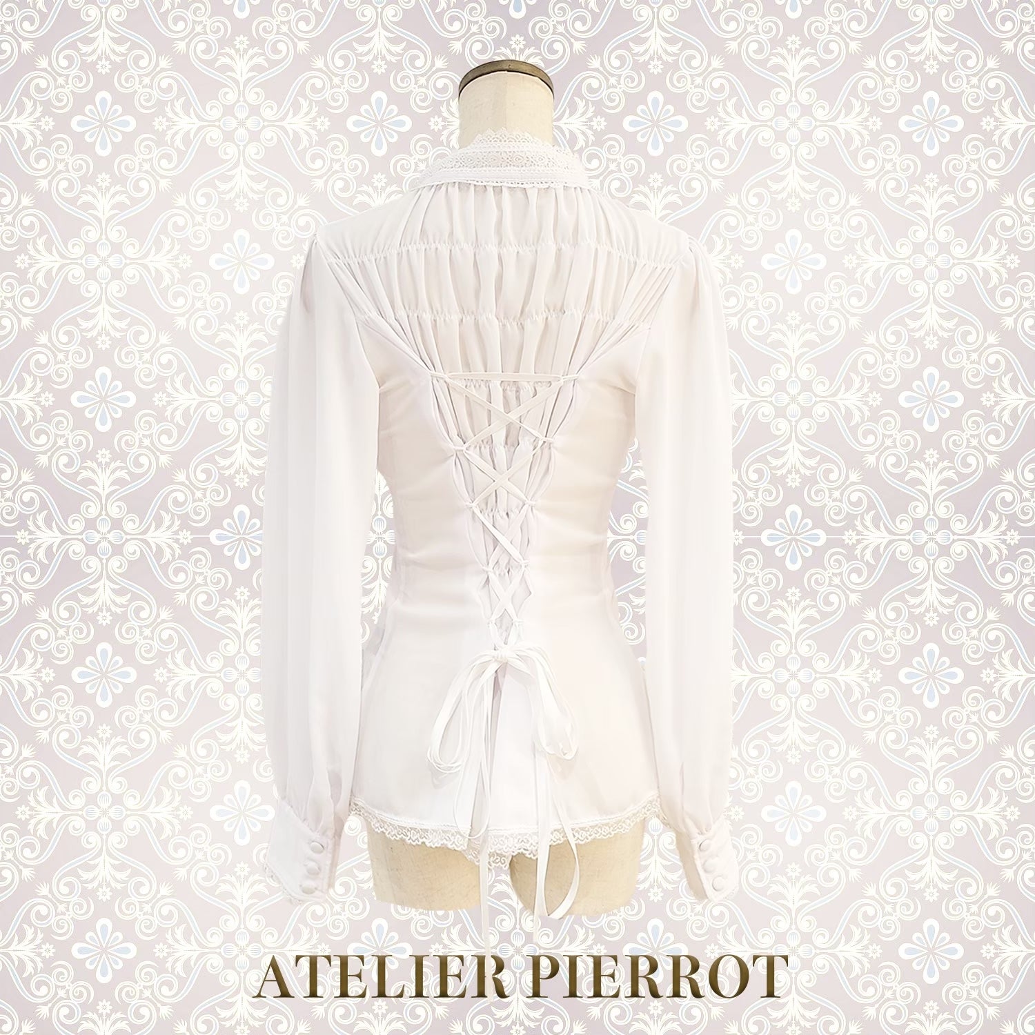 【ATELIER PIERROT】　Calmato Blouse （シフォン/chiffon）　白/ボルドー/ネイビー/黒