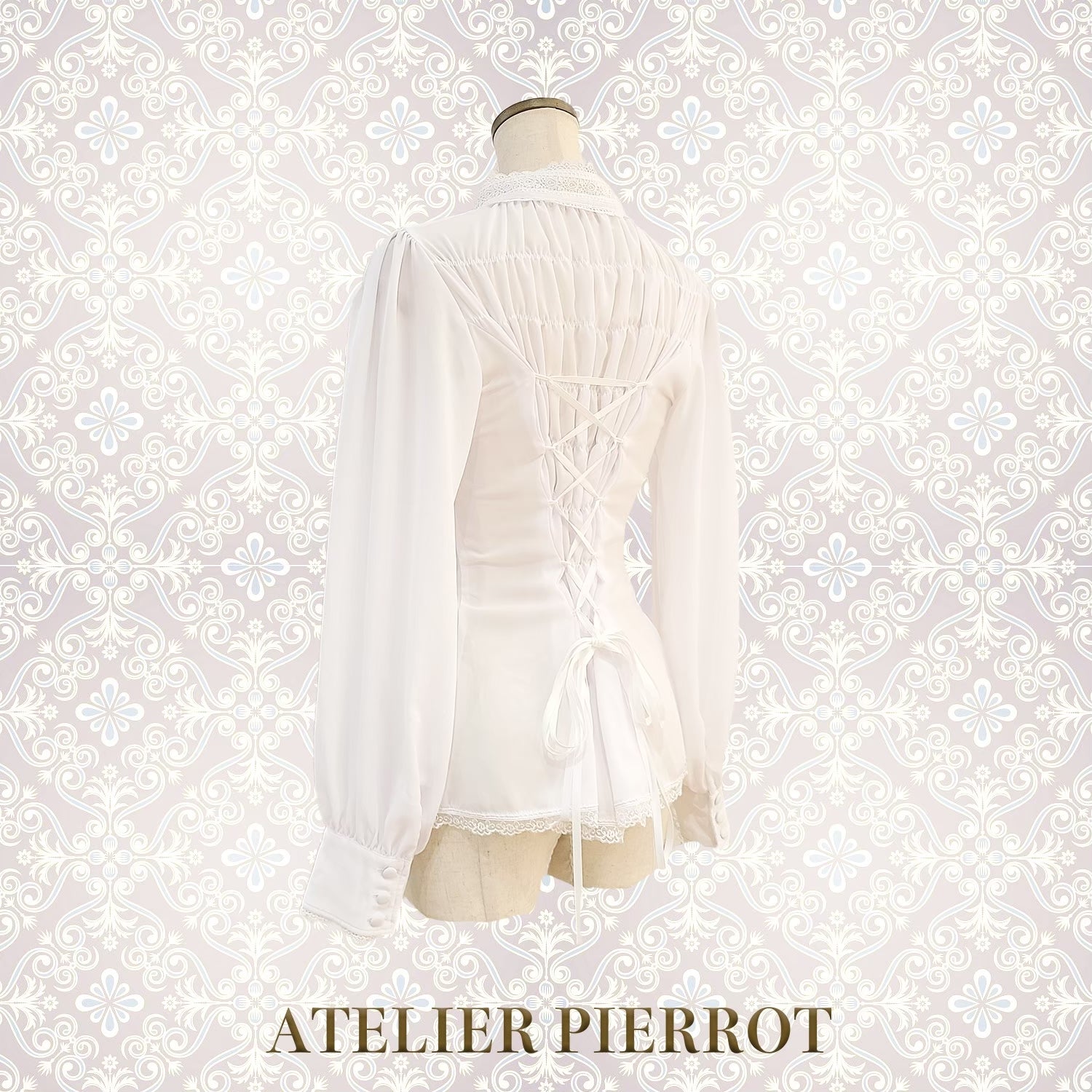 【ATELIER PIERROT】　Calmato Blouse （シフォン/chiffon）　白/ボルドー/ネイビー/黒