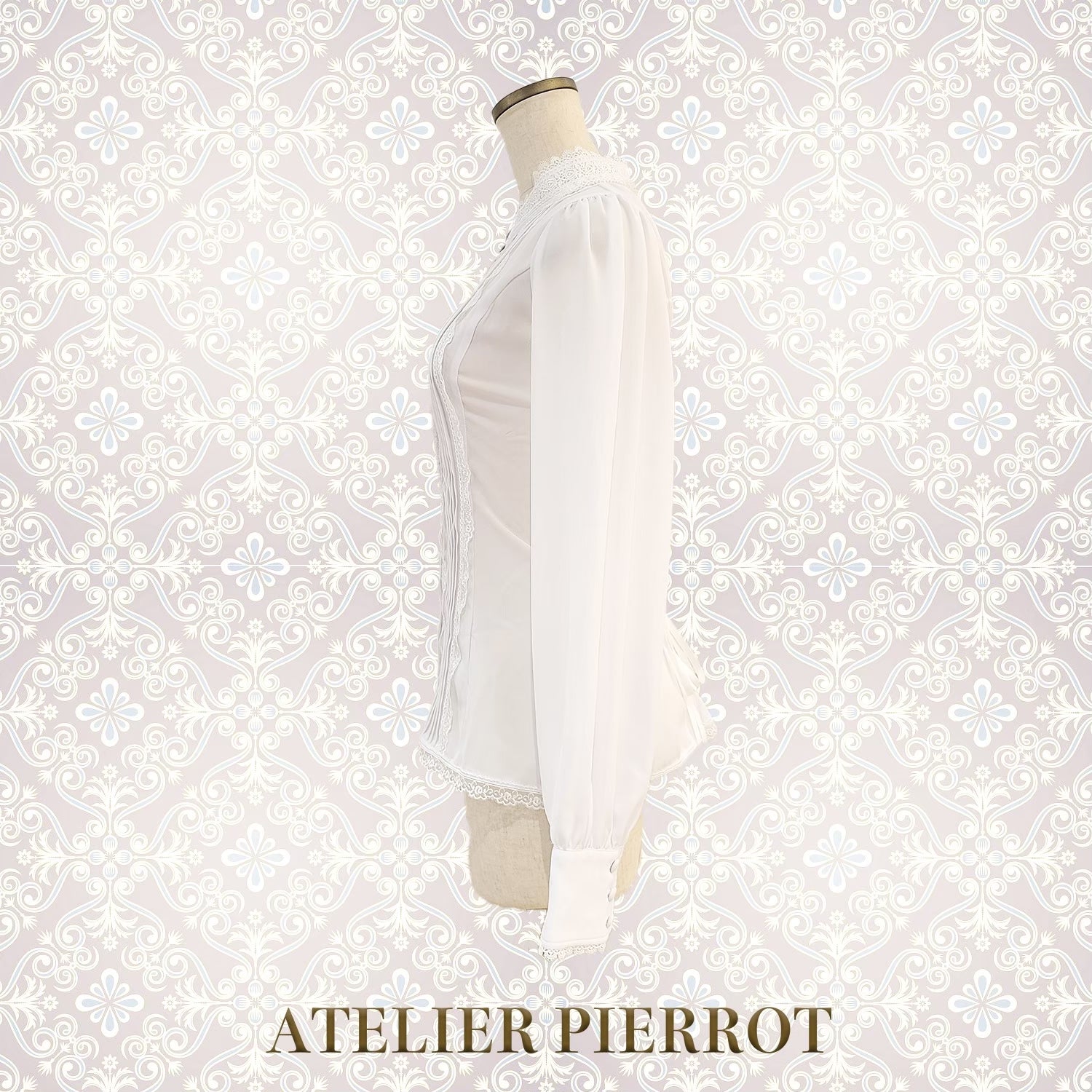 【ATELIER PIERROT】　Calmato Blouse （シフォン/chiffon）　白/ボルドー/ネイビー/黒