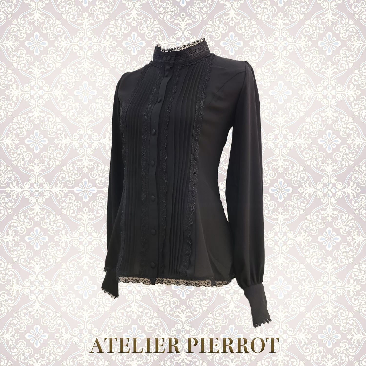 【ATELIER PIERROT】　Calmato Blouse （シフォン/chiffon）　白/ボルドー/ネイビー/黒