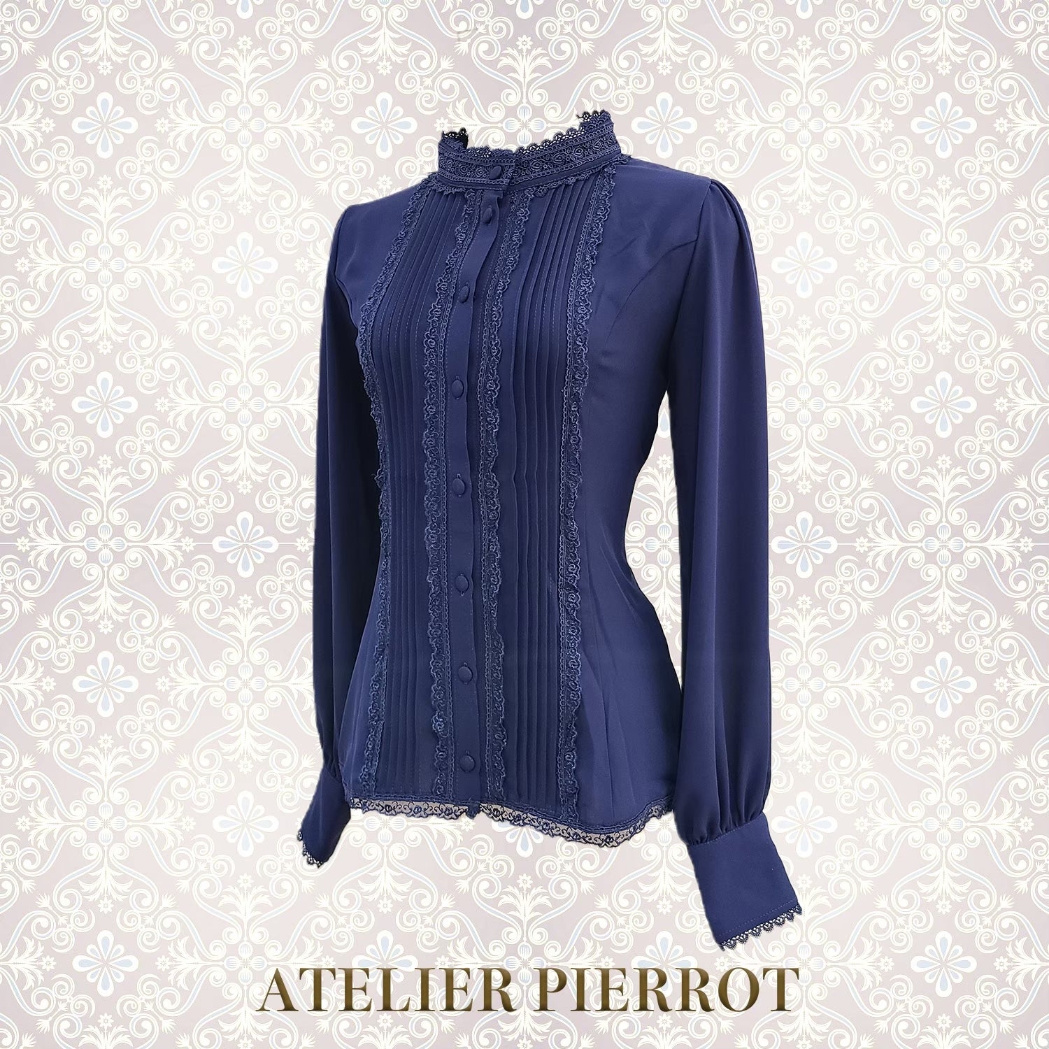 【ATELIER PIERROT】　Calmato Blouse （シフォン/chiffon）　白/ボルドー/ネイビー/黒