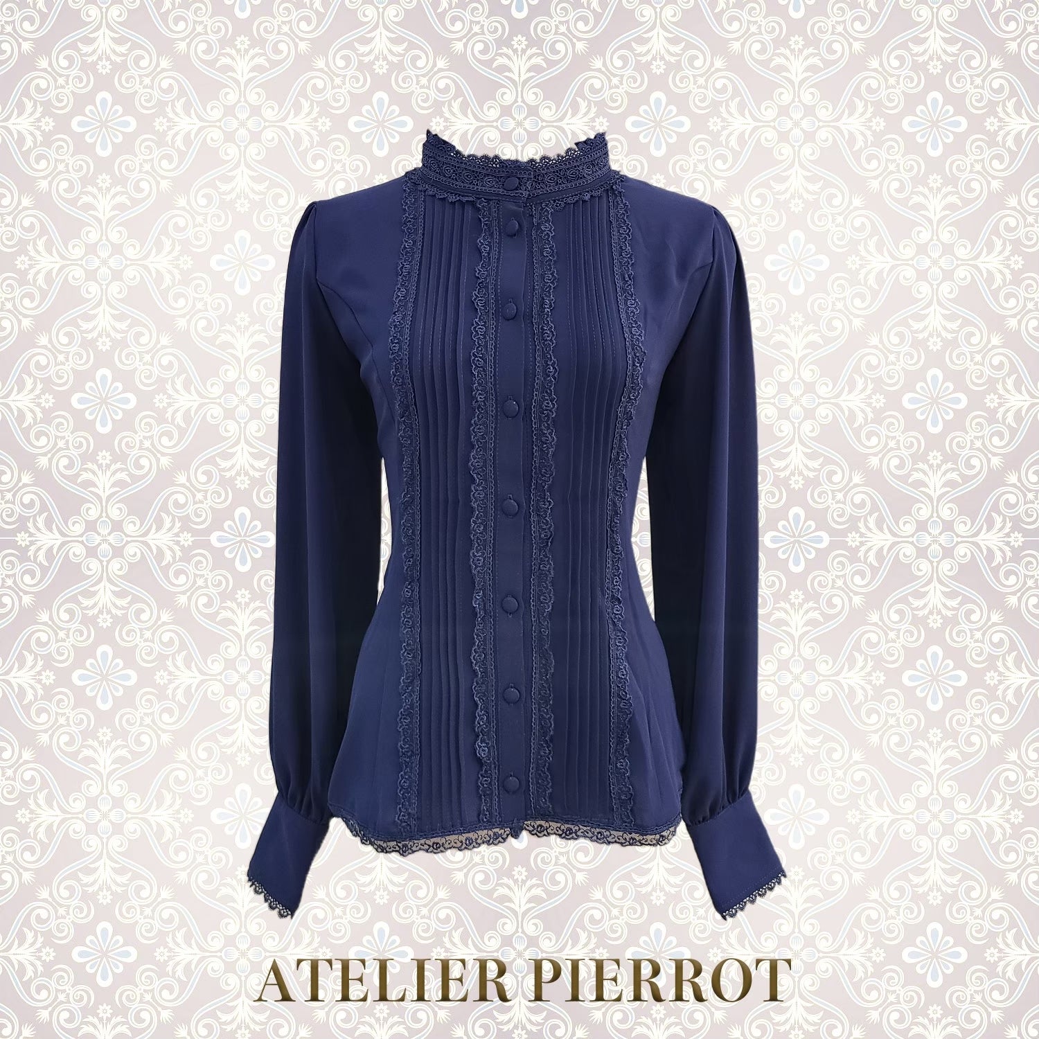 【ATELIER PIERROT】　Calmato Blouse （シフォン/chiffon）　白/ボルドー/ネイビー/黒