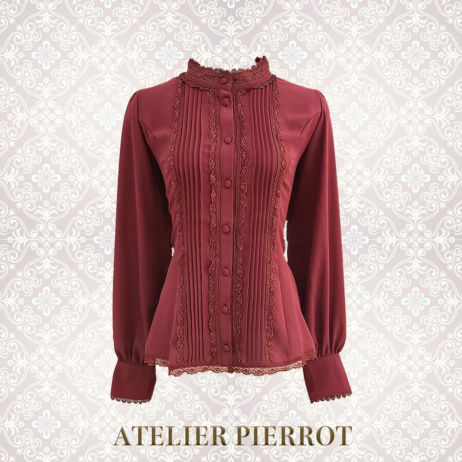 【ATELIER PIERROT】　Calmato Blouse （シフォン/chiffon）　白/ボルドー/ネイビー/黒