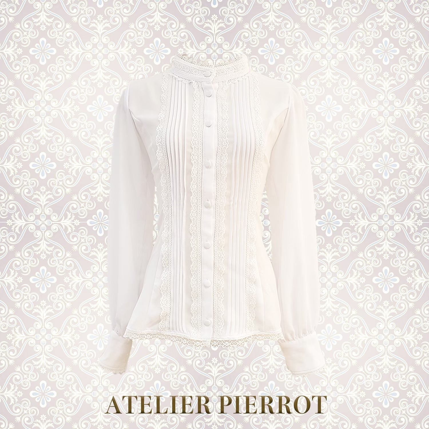 【ATELIER PIERROT】　Calmato Blouse （シフォン/chiffon）　白/ボルドー/ネイビー/黒