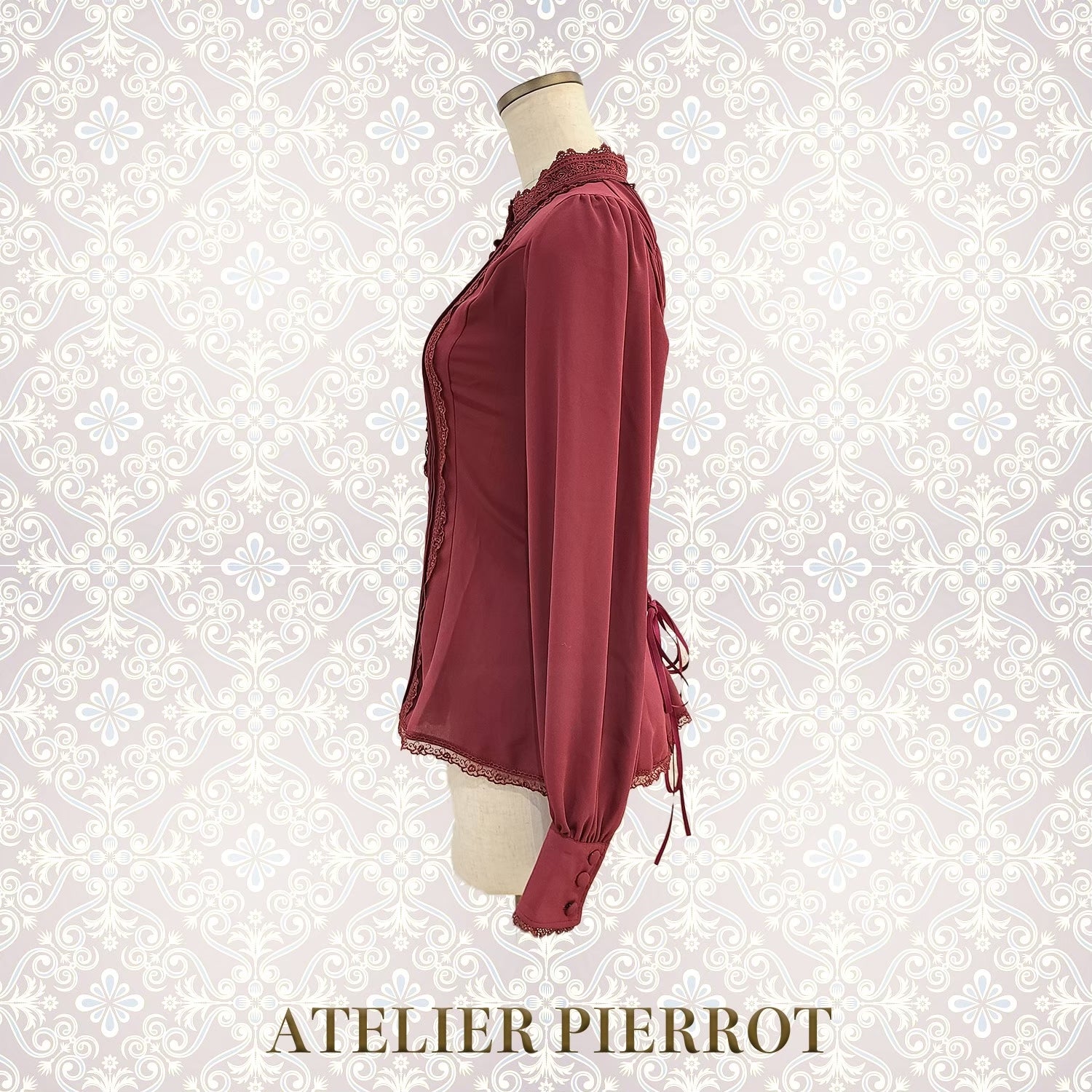 【ATELIER PIERROT】　Calmato Blouse （シフォン/chiffon）　白/ボルドー/ネイビー/黒