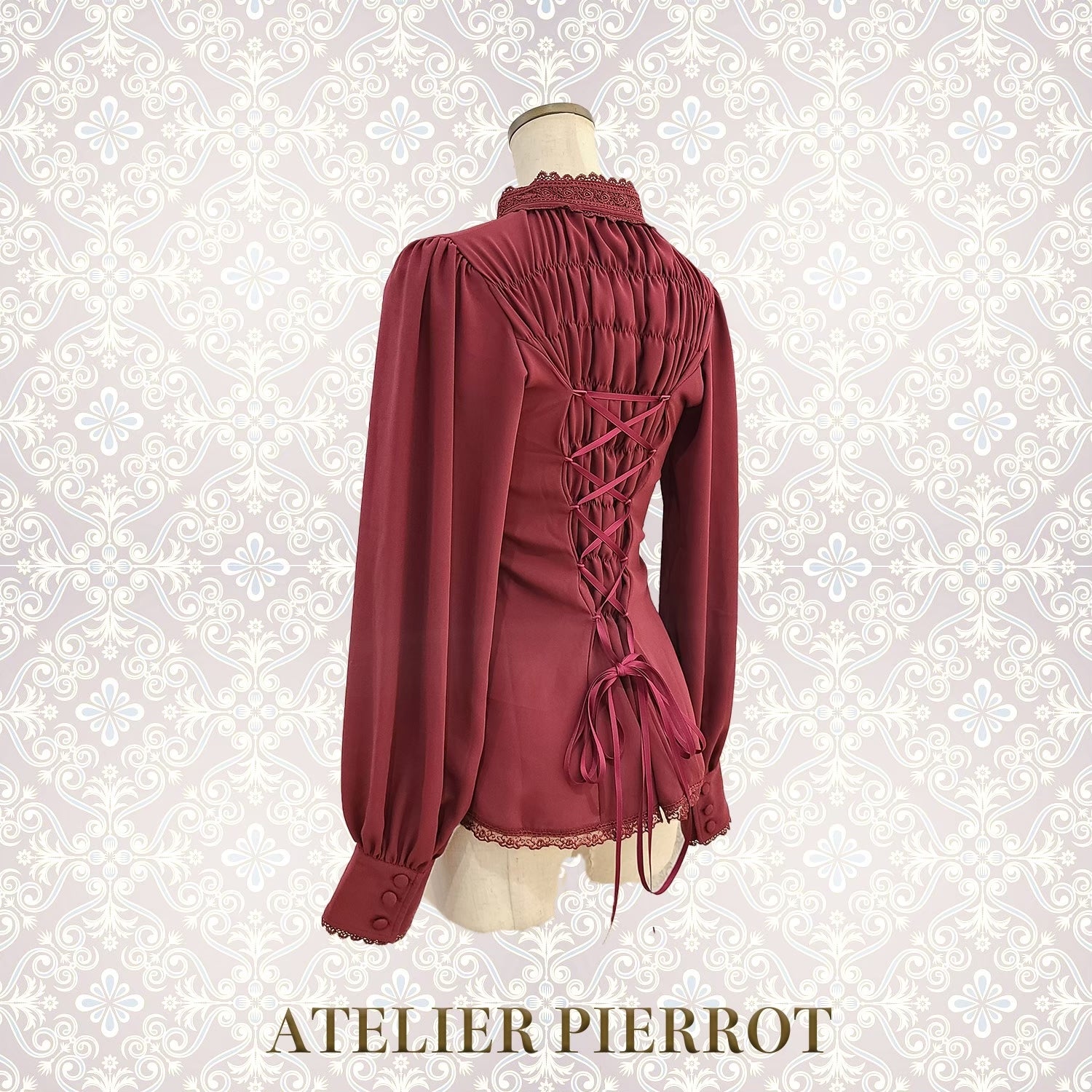 【ATELIER PIERROT】　Calmato Blouse （シフォン/chiffon）　白/ボルドー/ネイビー/黒