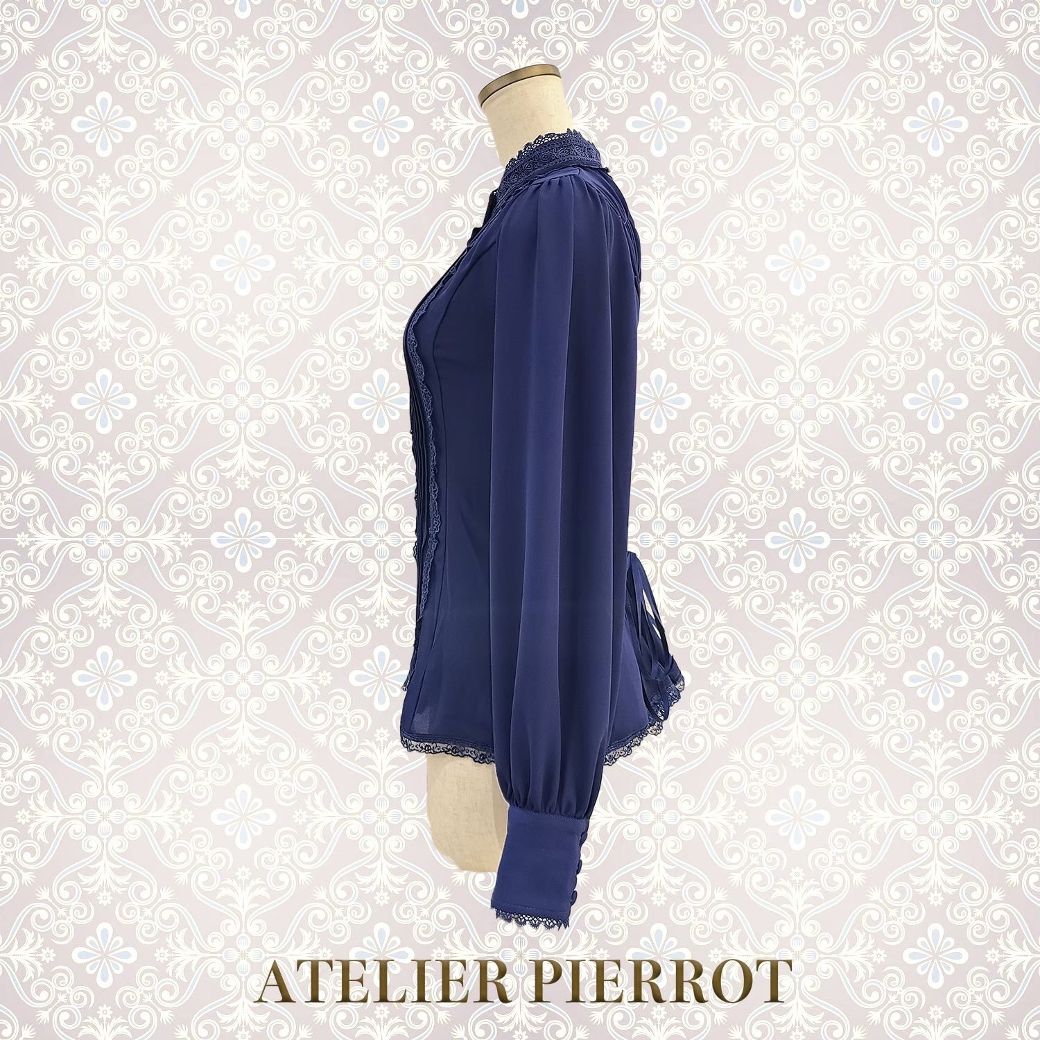 【ATELIER PIERROT】　Calmato Blouse （シフォン/chiffon）　白/ボルドー/ネイビー/黒