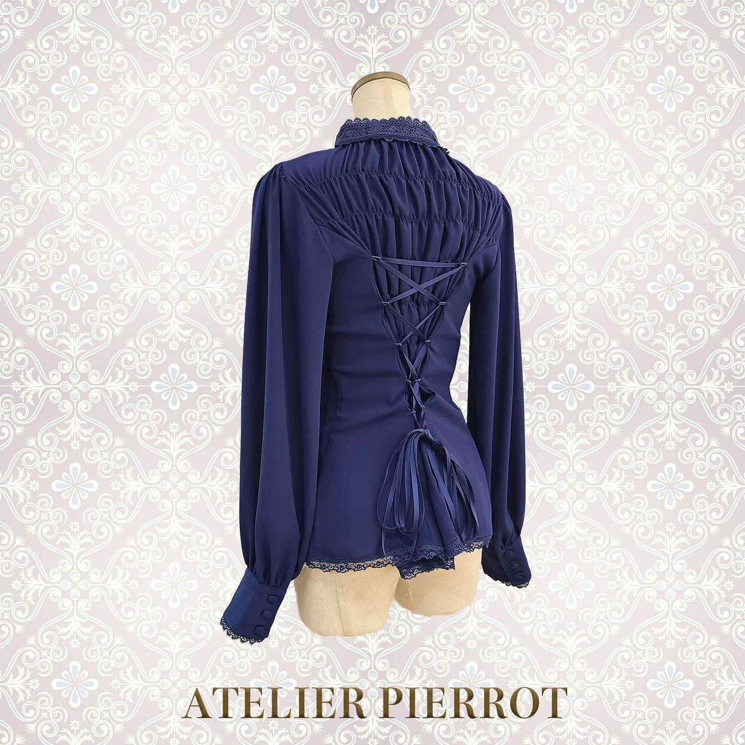 【ATELIER PIERROT】　Calmato Blouse （シフォン/chiffon）　白/ボルドー/ネイビー/黒