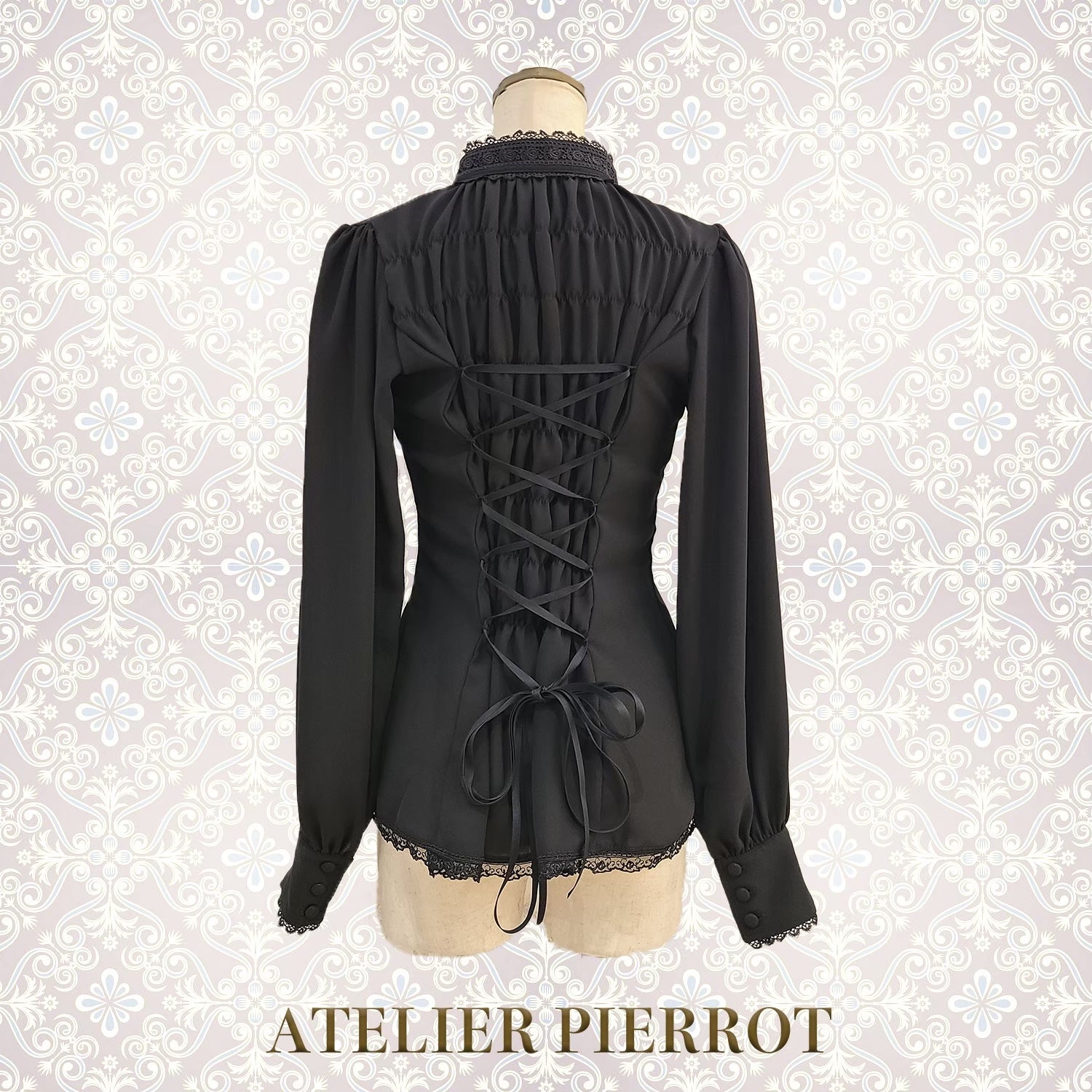 【ATELIER PIERROT】　Calmato Blouse （シフォン/chiffon）　白/ボルドー/ネイビー/黒