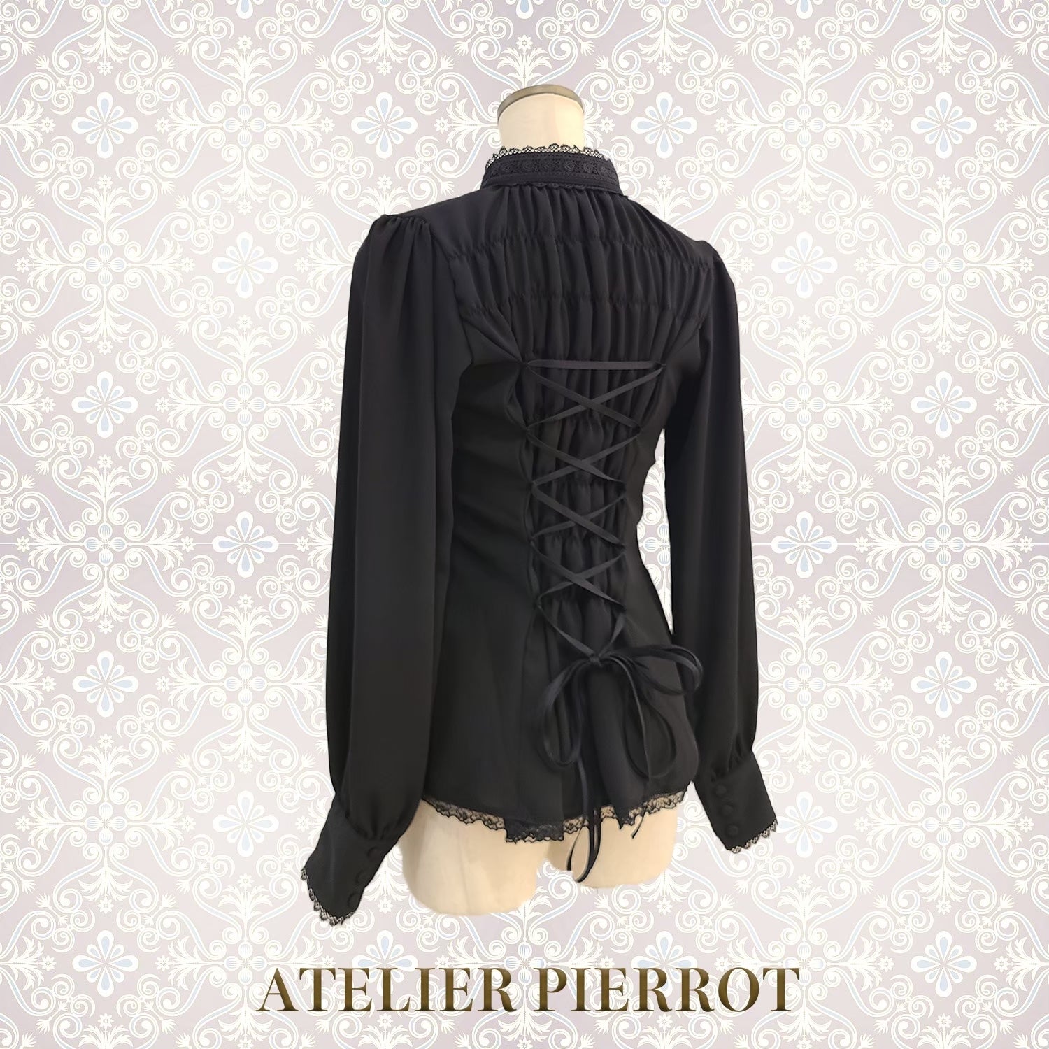 【ATELIER PIERROT】　Calmato Blouse （シフォン/chiffon）　白/ボルドー/ネイビー/黒