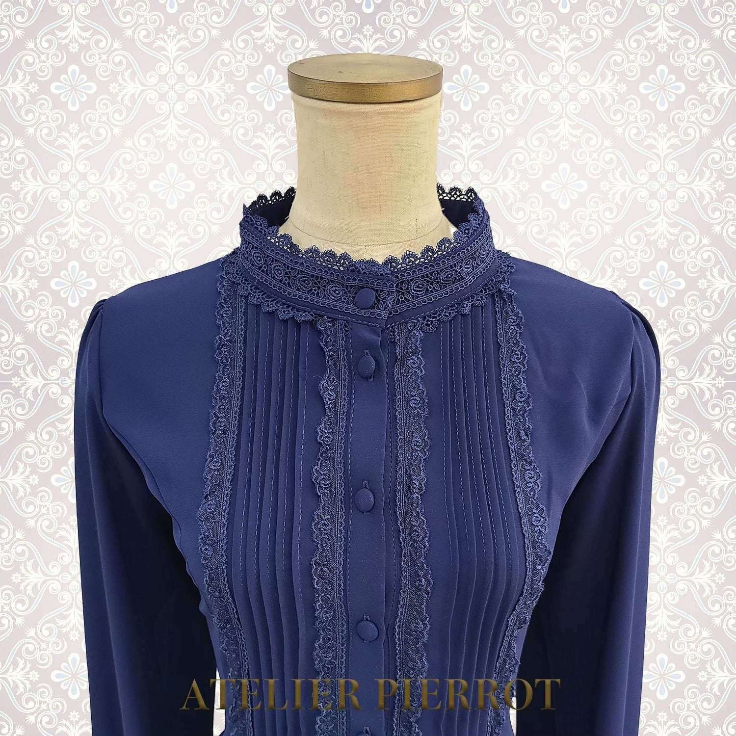 【ATELIER PIERROT】　Calmato Blouse （シフォン/chiffon）　白/ボルドー/ネイビー/黒