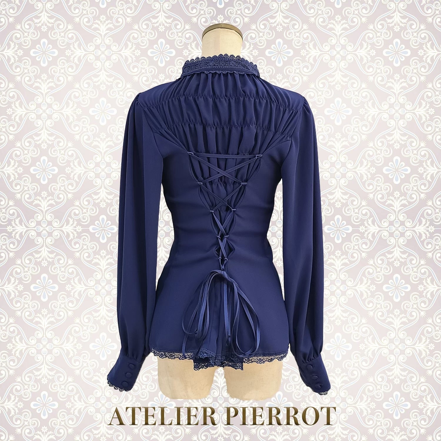 【ATELIER PIERROT】　Calmato Blouse （シフォン/chiffon）　白/ボルドー/ネイビー/黒