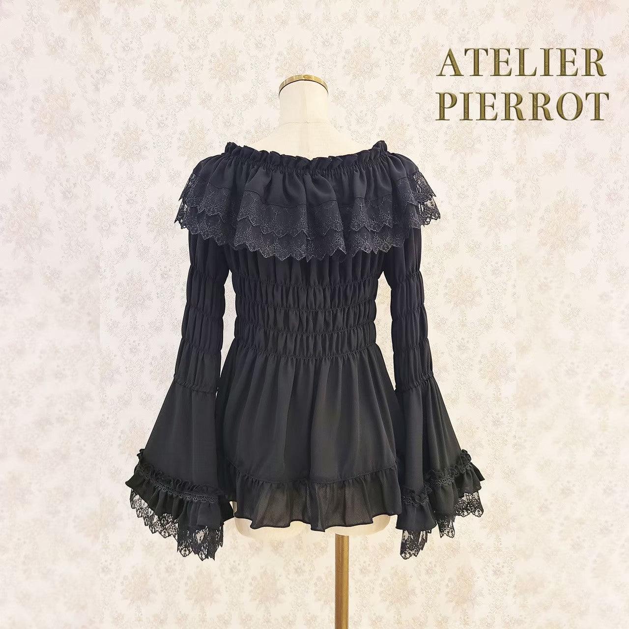 [Atelier Pierrot] Shirring Princess Sleeve襯衫W hite/New ColorIvory/波爾多/海軍/紫色/黑色