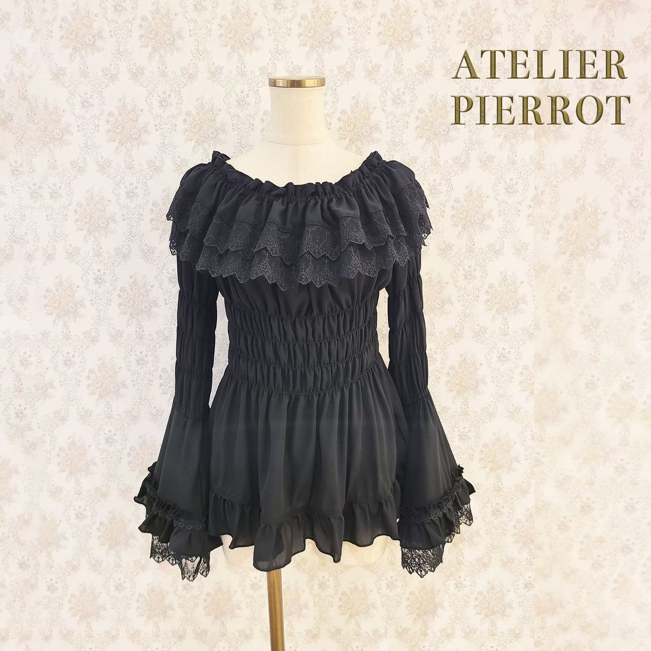 [Atelier Pierrot] Shirring Princess Sleeve襯衫W hite/New ColorIvory/波爾多/海軍/紫色/黑色