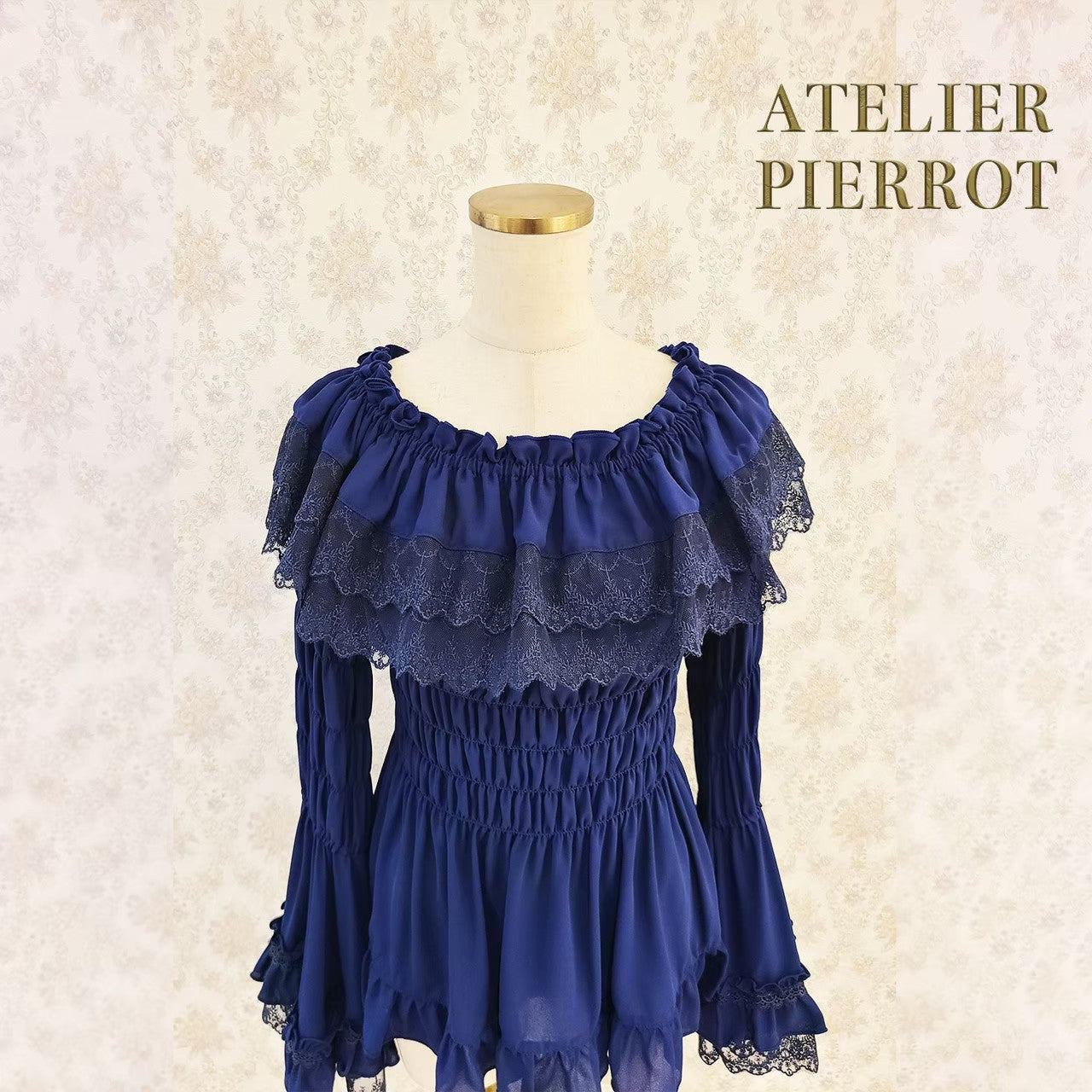 [Atelier Pierrot] Shirring Princess Sleeve襯衫W hite/New ColorIvory/波爾多/海軍/紫色/黑色