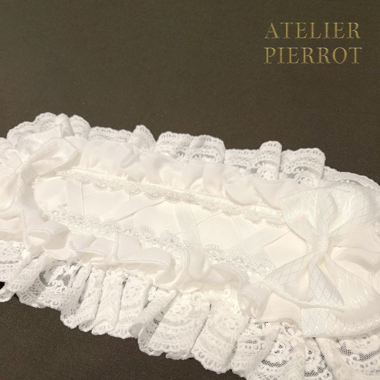 【ATELIER PIERROT】　Lace-up Frill Headdress　White/Black×White/新色Pink/Bordeaux/新色Green/Navy/Black