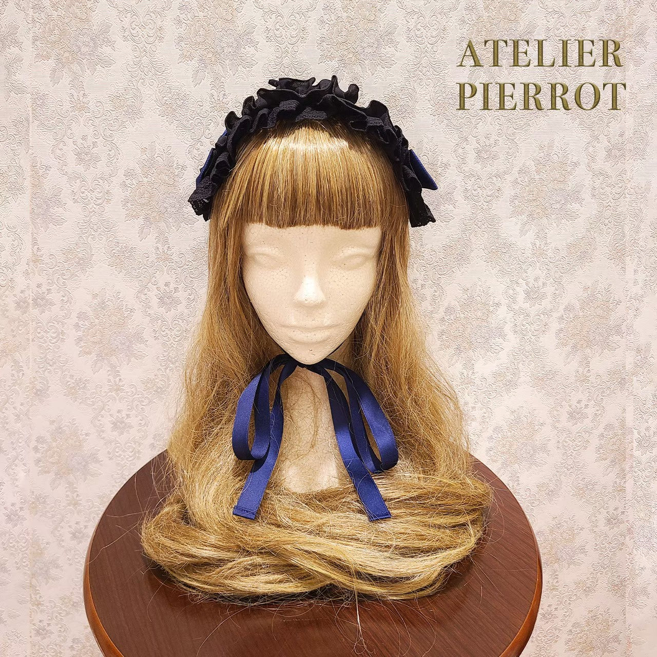 【ATELIER PIERROT】　Lace-up Frill Headdress　White/Black×White/新色Pink/Bordeaux/新色Green/Navy/Black