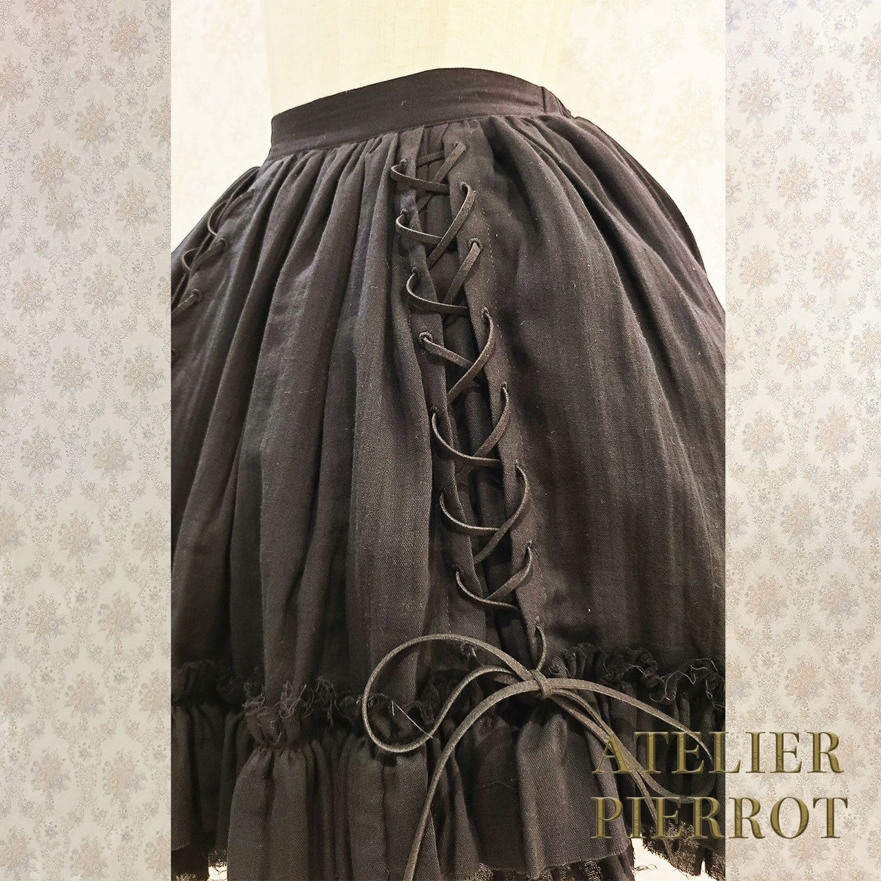 【ATELIER PIERROT】　Decay Gauze Skirt　Ivory/Wine/Gray/Black