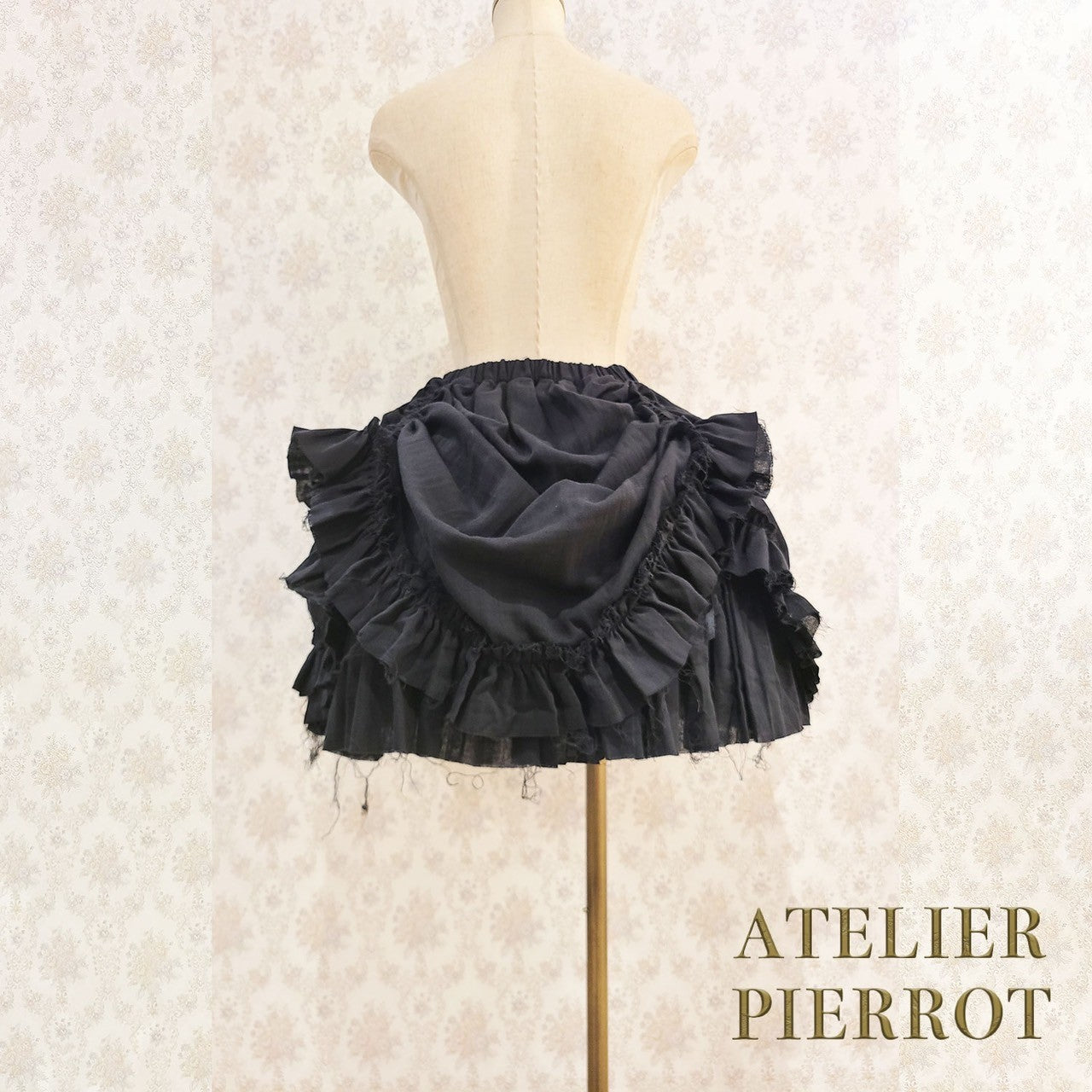 【ATELIER PIERROT】　Decay Gauze Skirt　Ivory/Wine/Gray/Black