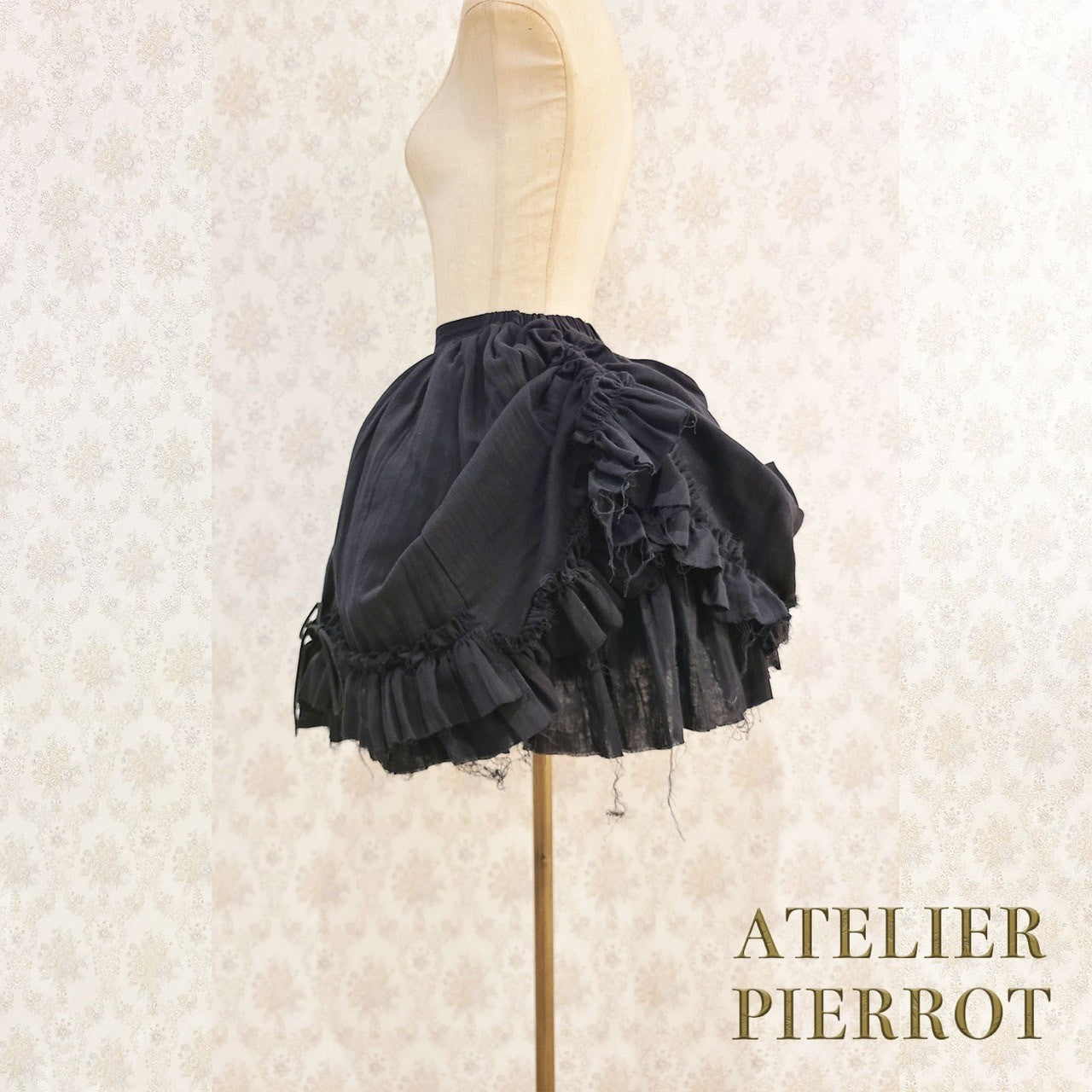 【ATELIER PIERROT】　Decay Gauze Skirt　Ivory/Wine/Gray/Black