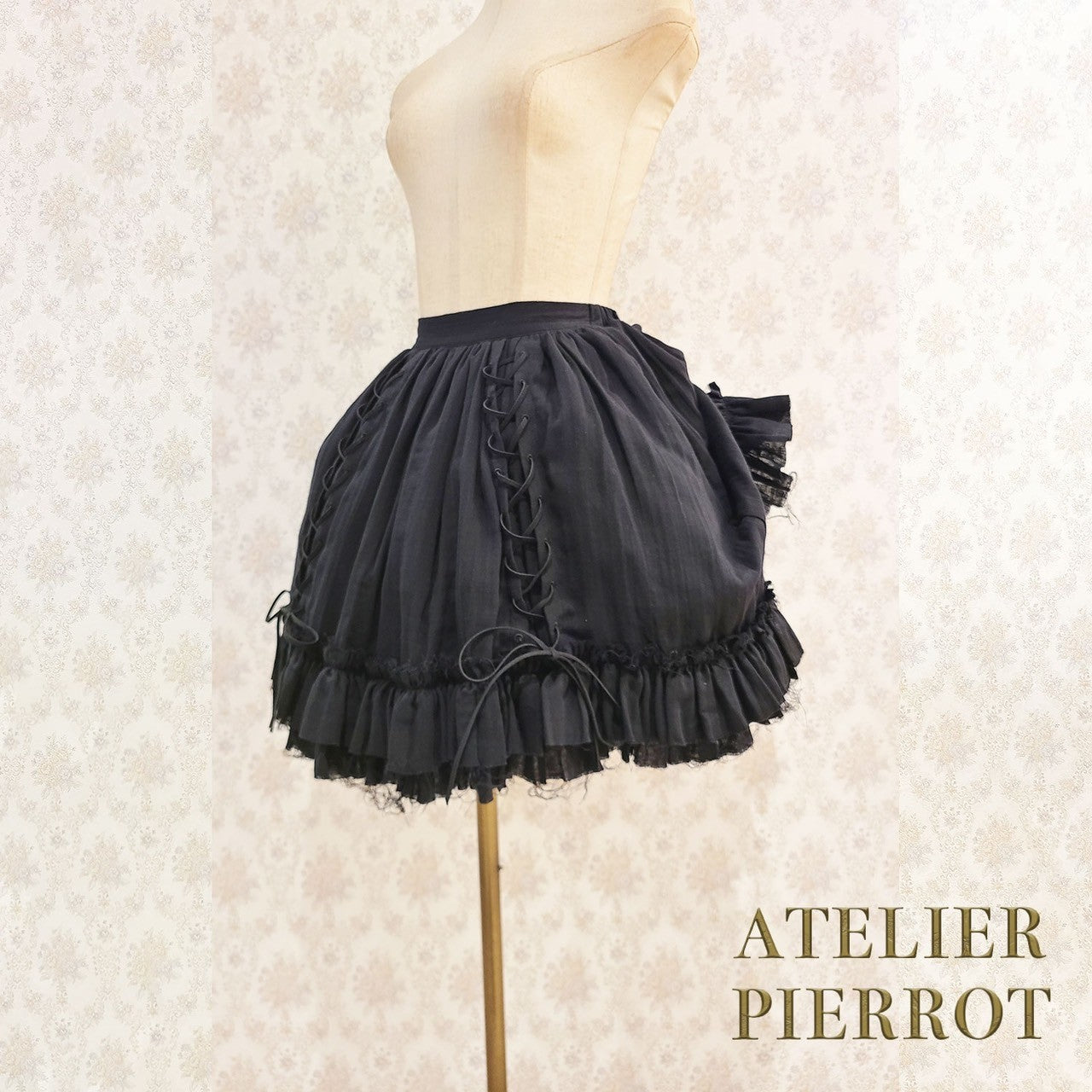 【ATELIER PIERROT】　Decay Gauze Skirt　Ivory/Wine/Gray/Black