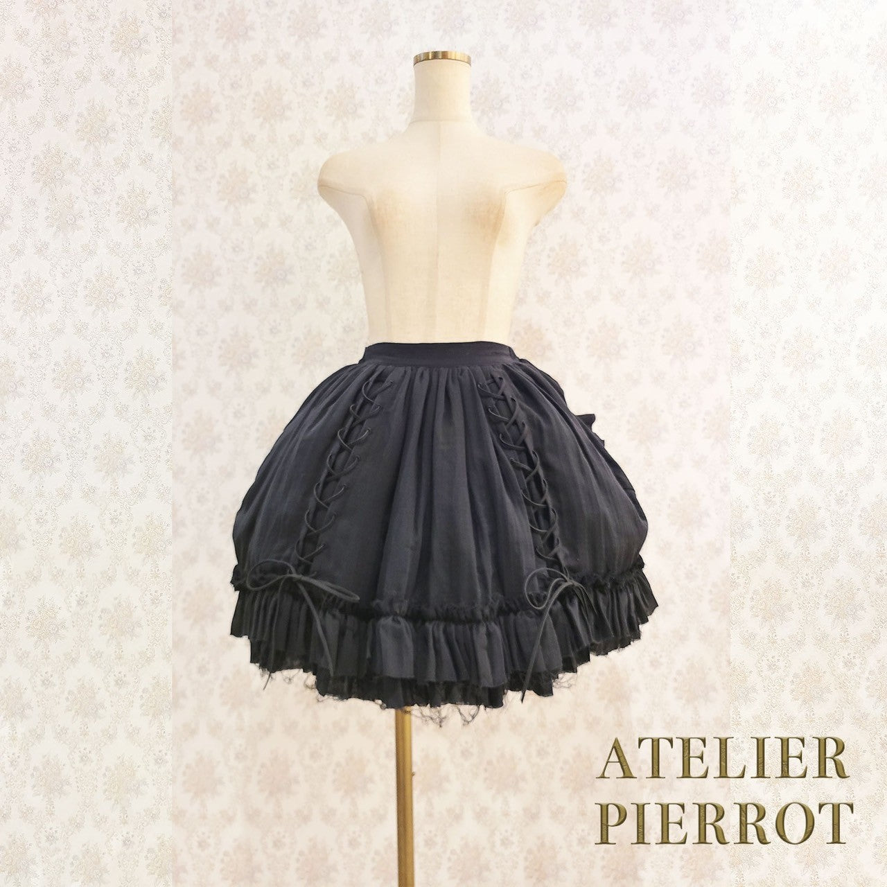 【ATELIER PIERROT】　Decay Gauze Skirt　Ivory/Wine/Gray/Black