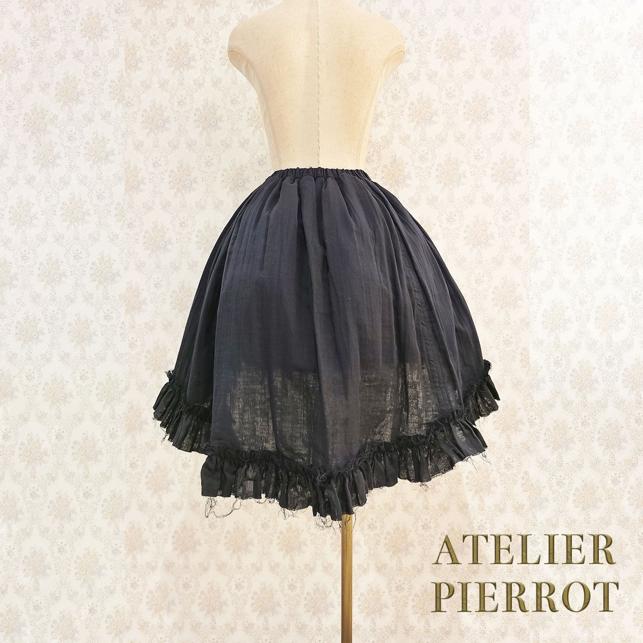 【ATELIER PIERROT】　Decay Gauze Skirt　Ivory/Wine/Gray/Black