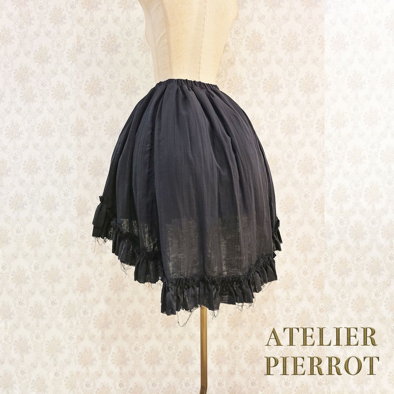 【ATELIER PIERROT】　Decay Gauze Skirt　Ivory/Wine/Gray/Black