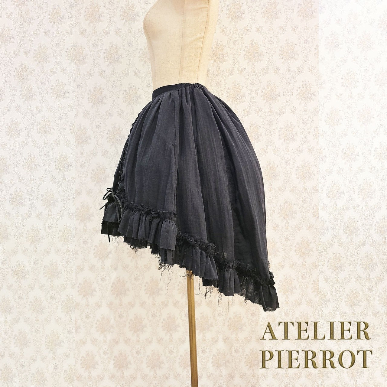 【ATELIER PIERROT】　Decay Gauze Skirt　Ivory/Wine/Gray/Black