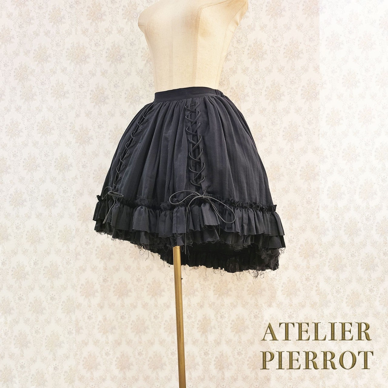 【ATELIER PIERROT】　Decay Gauze Skirt　Ivory/Wine/Gray/Black