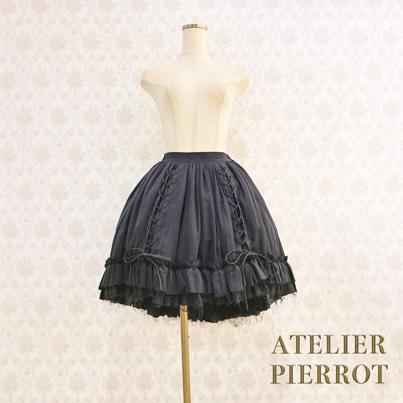 【ATELIER PIERROT】　Decay Gauze Skirt　Ivory/Wine/Gray/Black