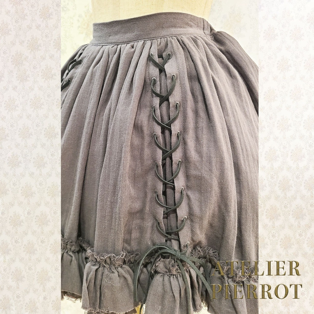 【ATELIER PIERROT】　Decay Gauze Skirt　Ivory/Wine/Gray/Black