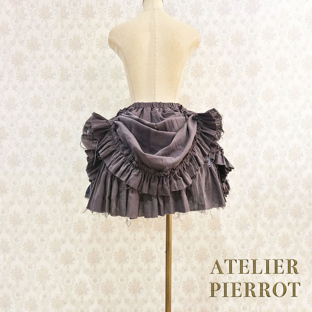 【ATELIER PIERROT】　Decay Gauze Skirt　Ivory/Wine/Gray/Black