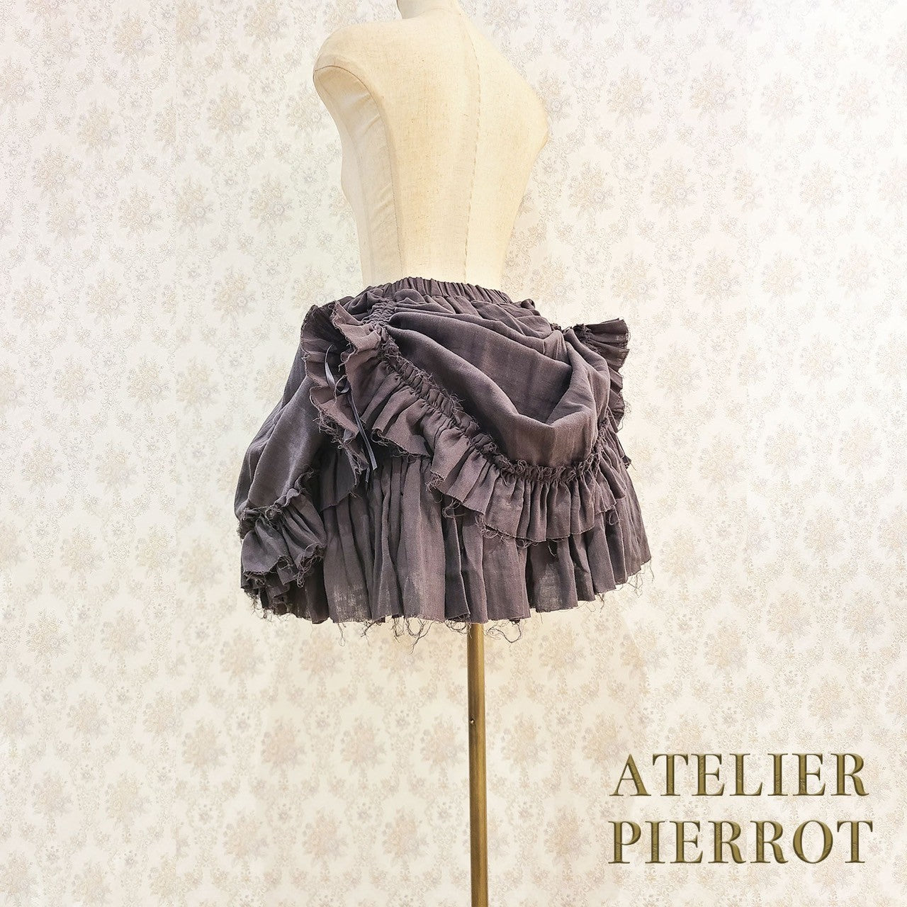 【ATELIER PIERROT】　Decay Gauze Skirt　Ivory/Wine/Gray/Black