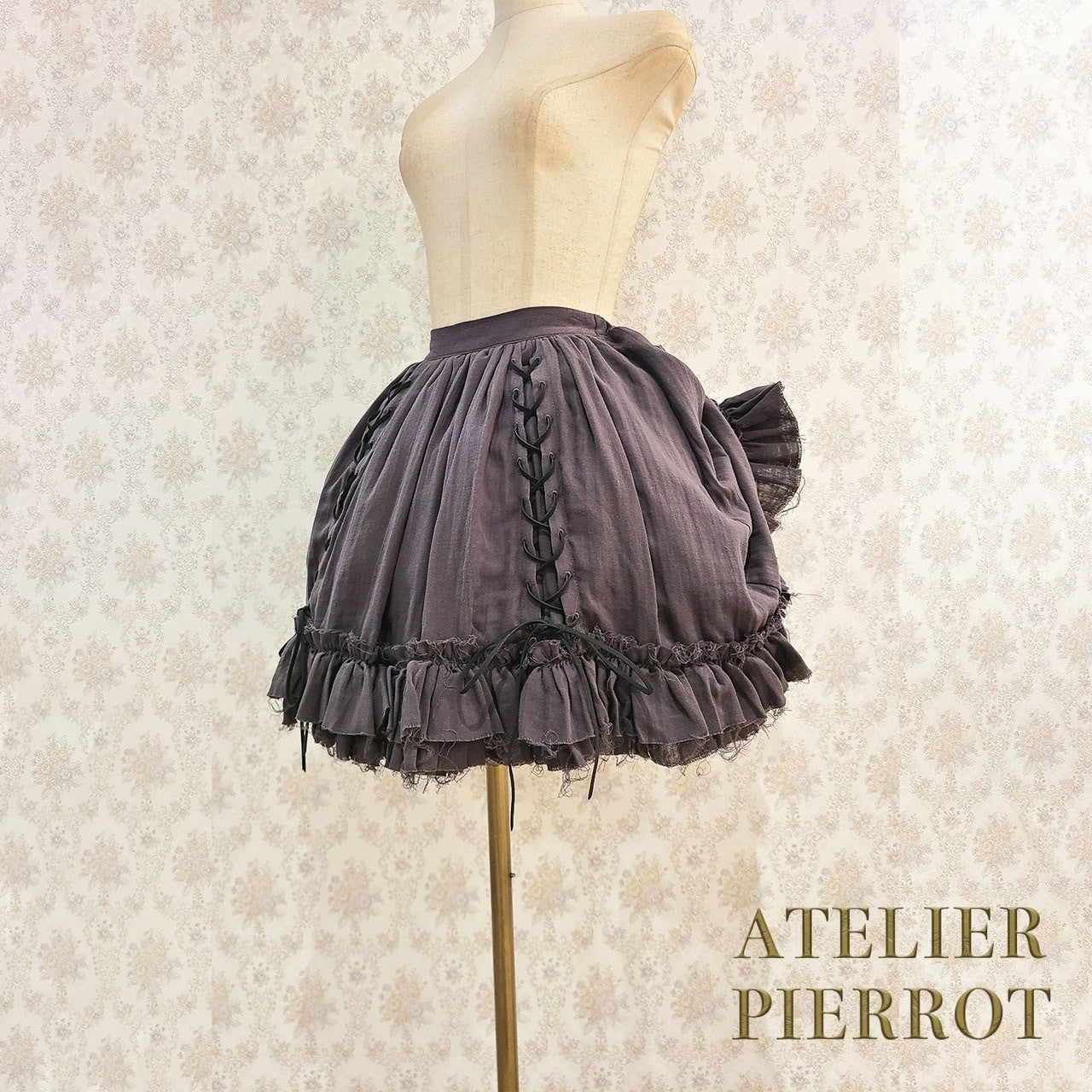 【ATELIER PIERROT】　Decay Gauze Skirt　Ivory/Wine/Gray/Black