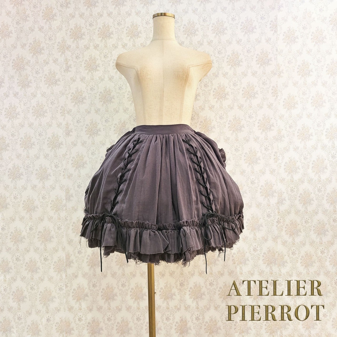 【ATELIER PIERROT】　Decay Gauze Skirt　Ivory/Wine/Gray/Black