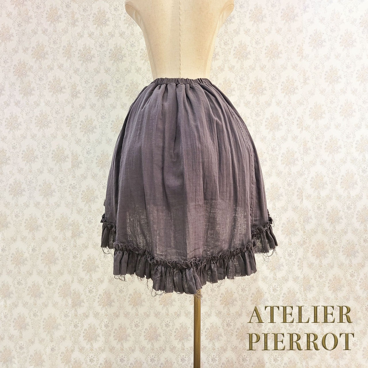 【ATELIER PIERROT】　Decay Gauze Skirt　Ivory/Wine/Gray/Black