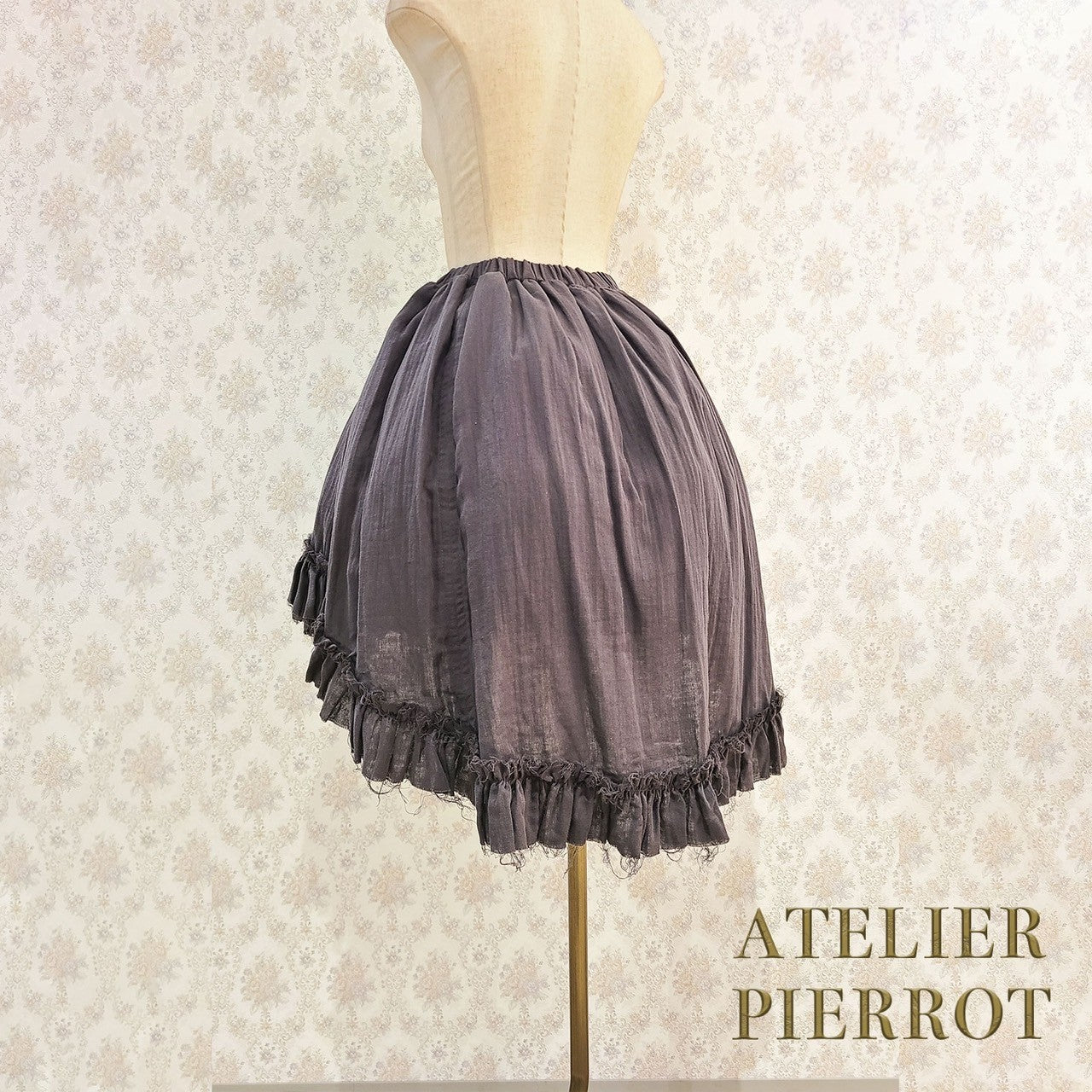 【ATELIER PIERROT】　Decay Gauze Skirt　Ivory/Wine/Gray/Black