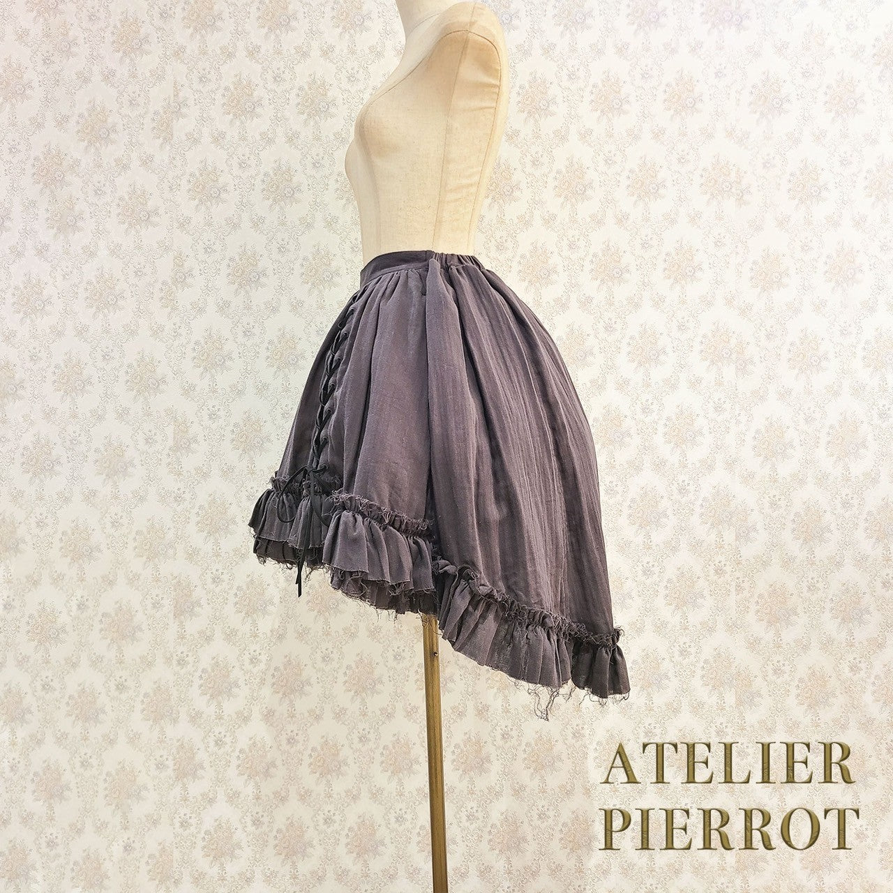 【ATELIER PIERROT】　Decay Gauze Skirt　Ivory/Wine/Gray/Black