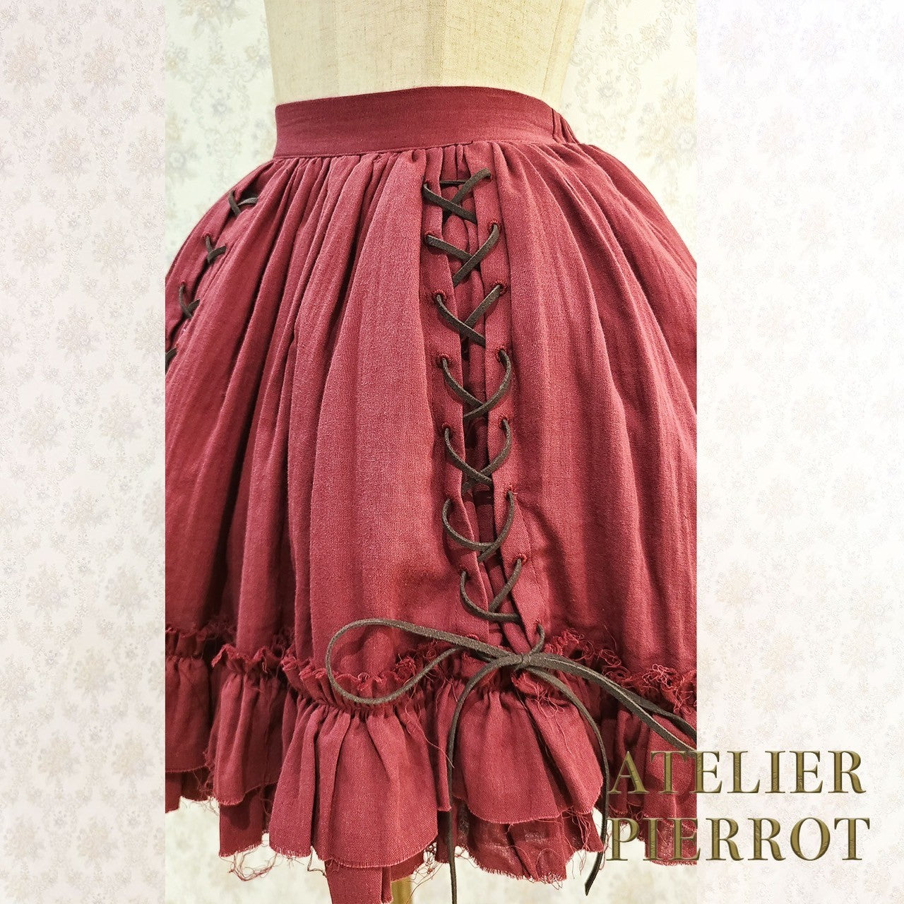 【ATELIER PIERROT】　Decay Gauze Skirt　Ivory/Wine/Gray/Black