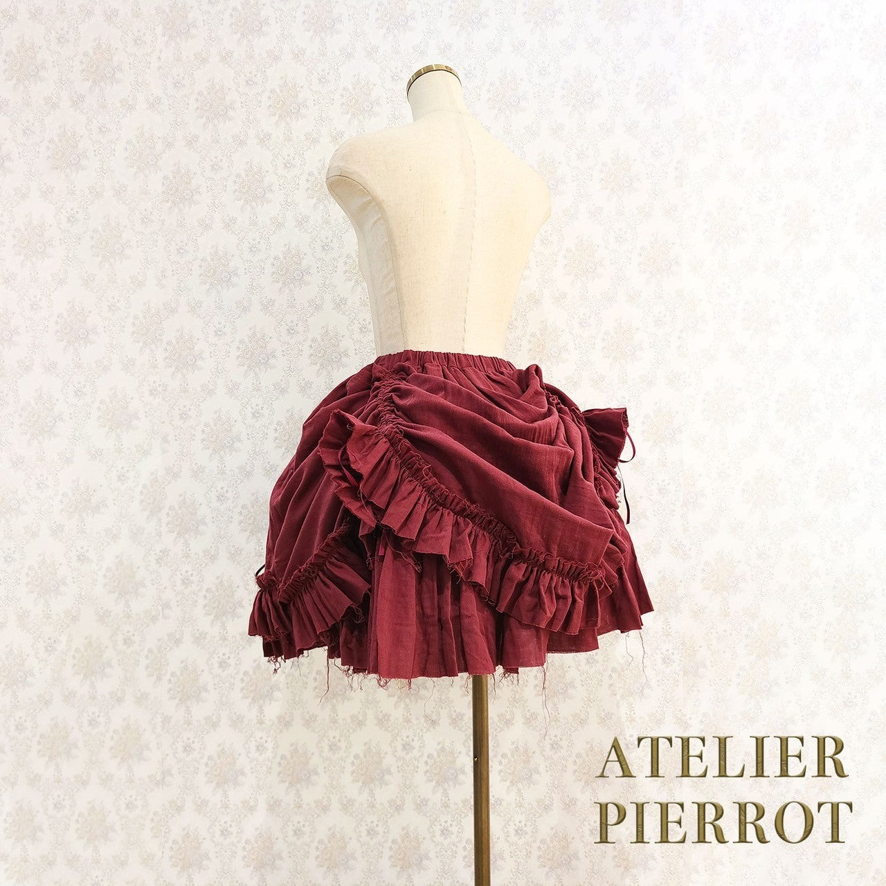 【ATELIER PIERROT】　Decay Gauze Skirt　Ivory/Wine/Gray/Black