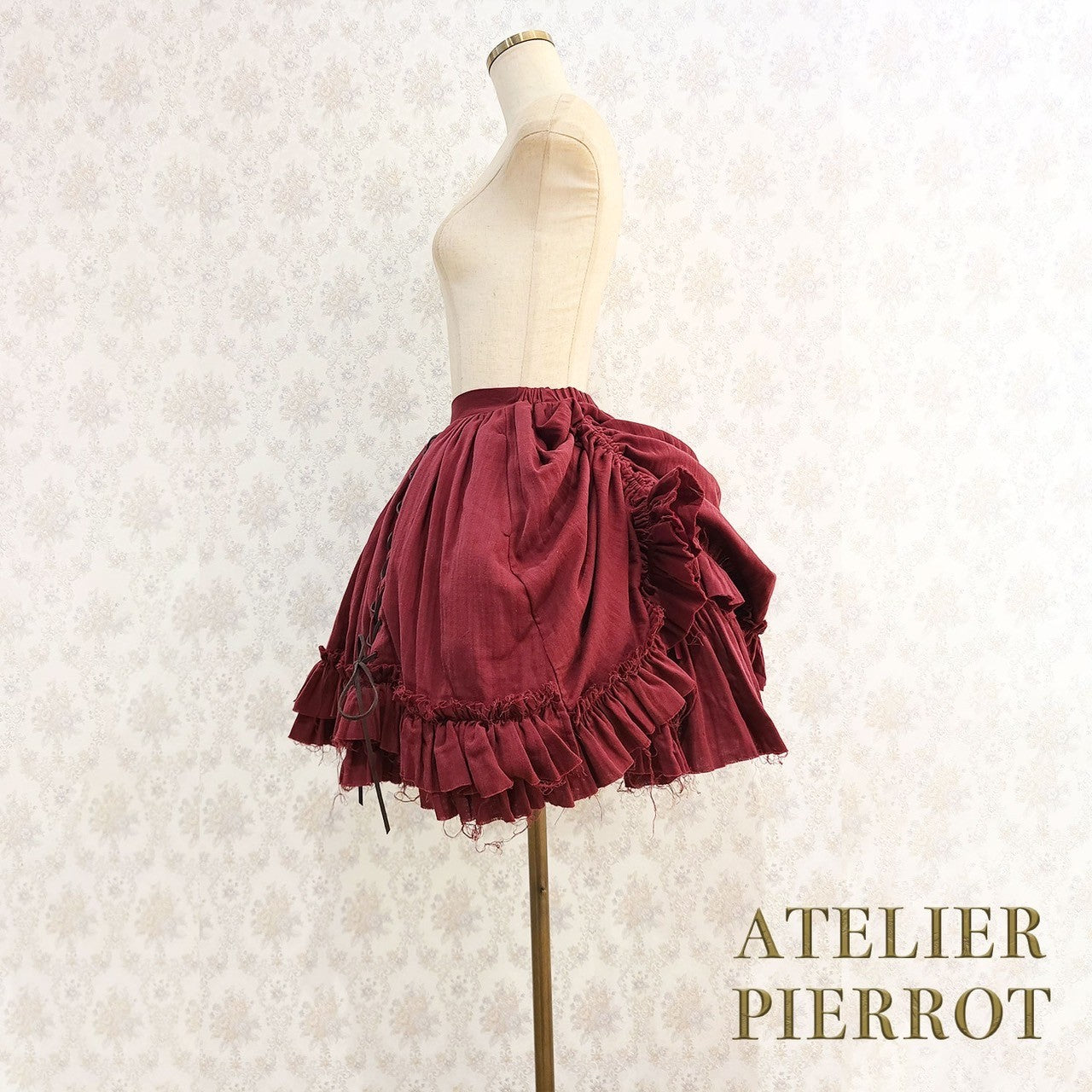 【ATELIER PIERROT】　Decay Gauze Skirt　Ivory/Wine/Gray/Black