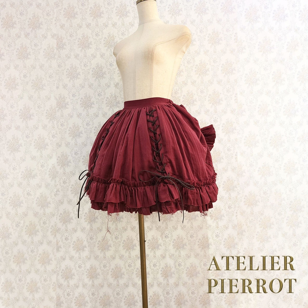 【ATELIER PIERROT】　Decay Gauze Skirt　Ivory/Wine/Gray/Black