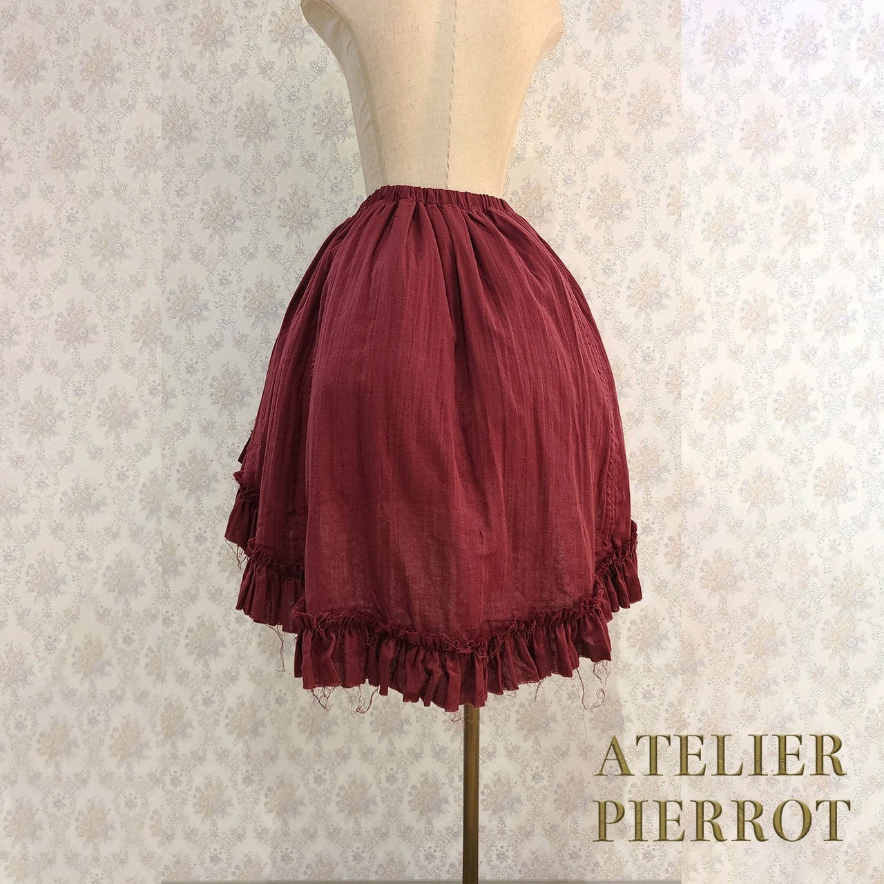 【ATELIER PIERROT】　Decay Gauze Skirt　Ivory/Wine/Gray/Black