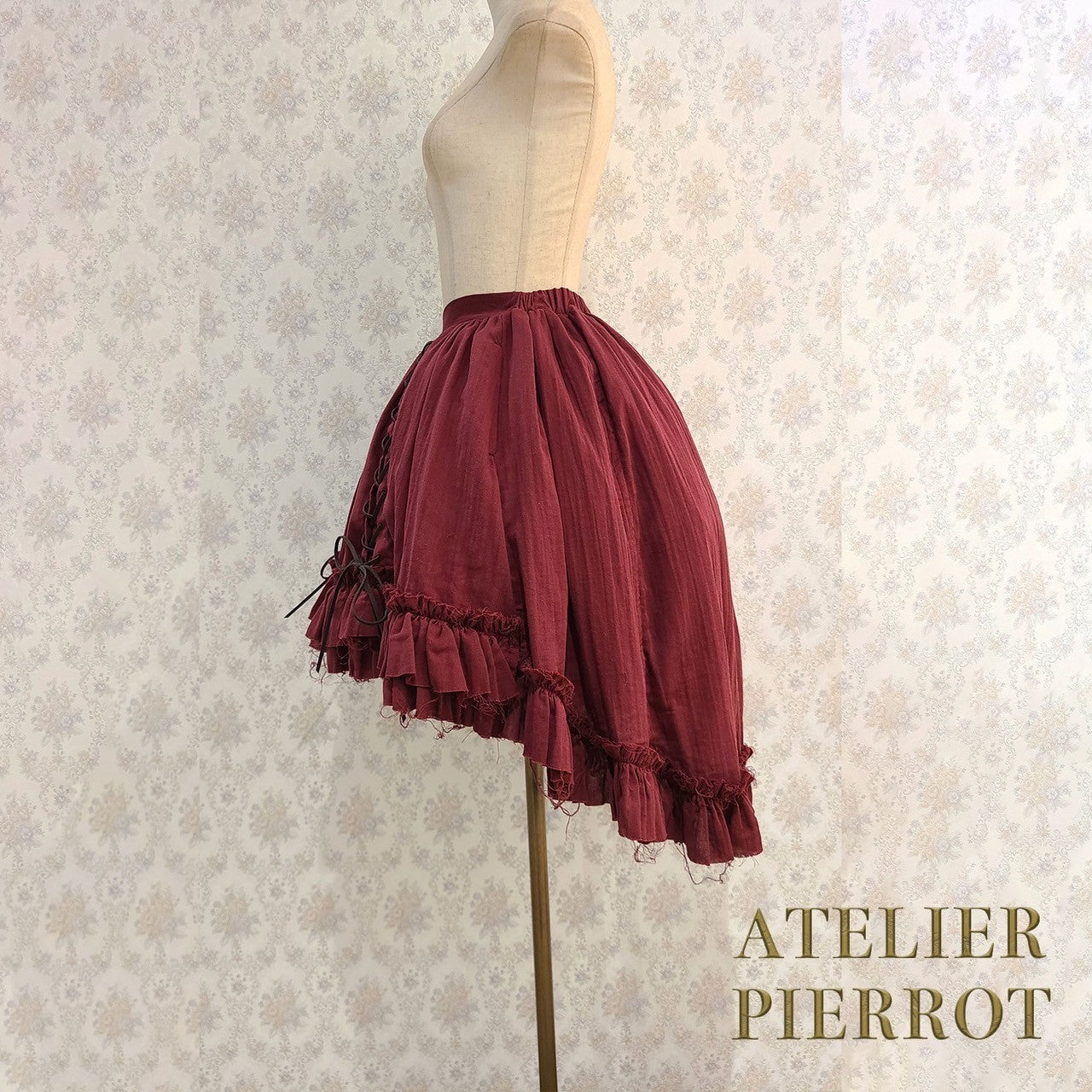 【ATELIER PIERROT】　Decay Gauze Skirt　Ivory/Wine/Gray/Black