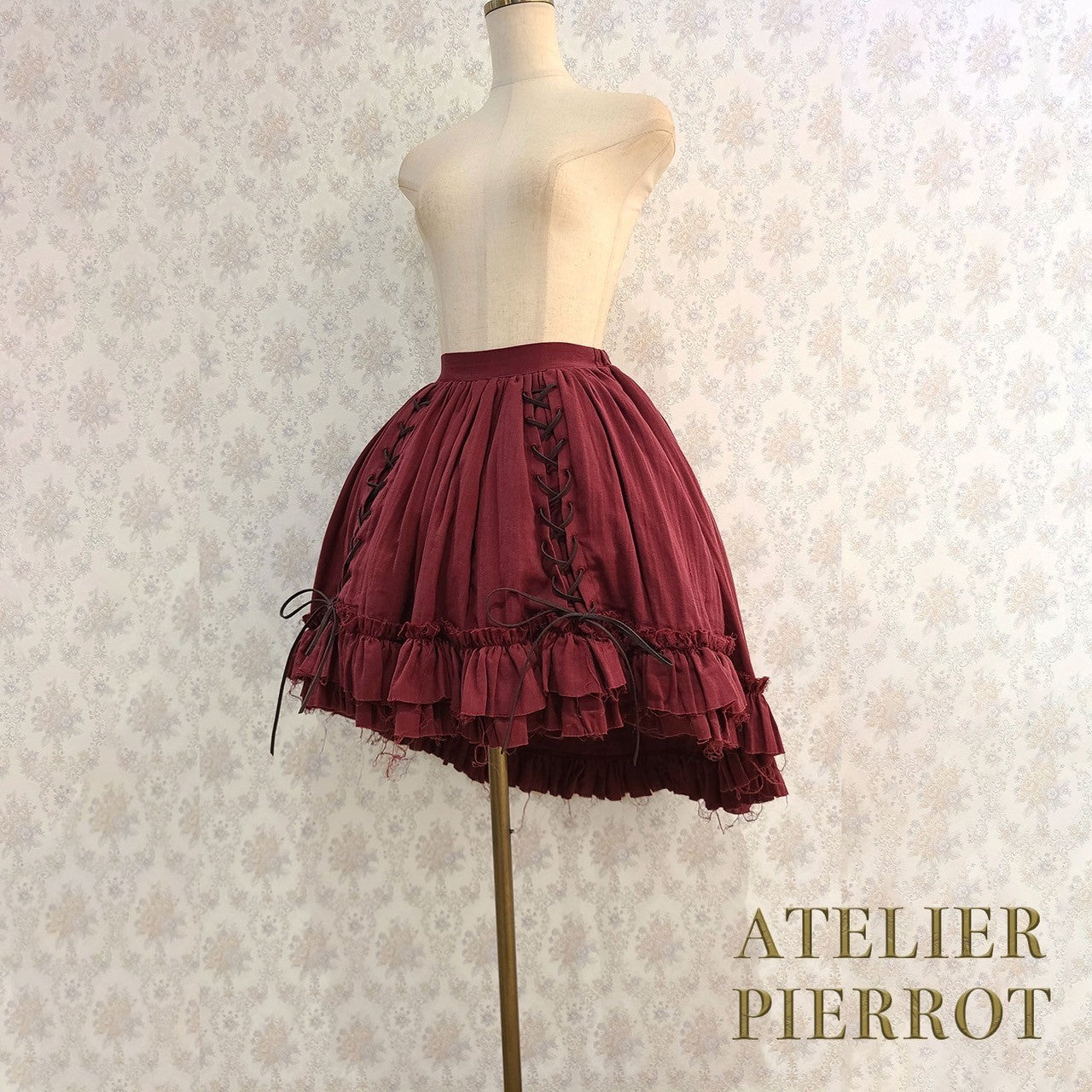 【ATELIER PIERROT】　Decay Gauze Skirt　Ivory/Wine/Gray/Black