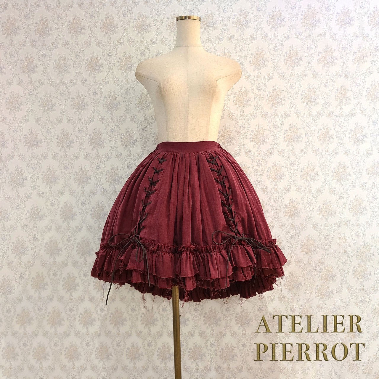 【ATELIER PIERROT】　Decay Gauze Skirt　Ivory/Wine/Gray/Black