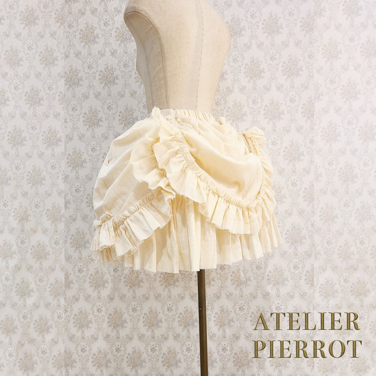 【ATELIER PIERROT】　Decay Gauze Skirt　Ivory/Wine/Gray/Black