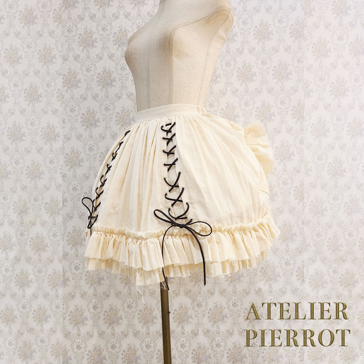 【ATELIER PIERROT】　Decay Gauze Skirt　Ivory/Wine/Gray/Black