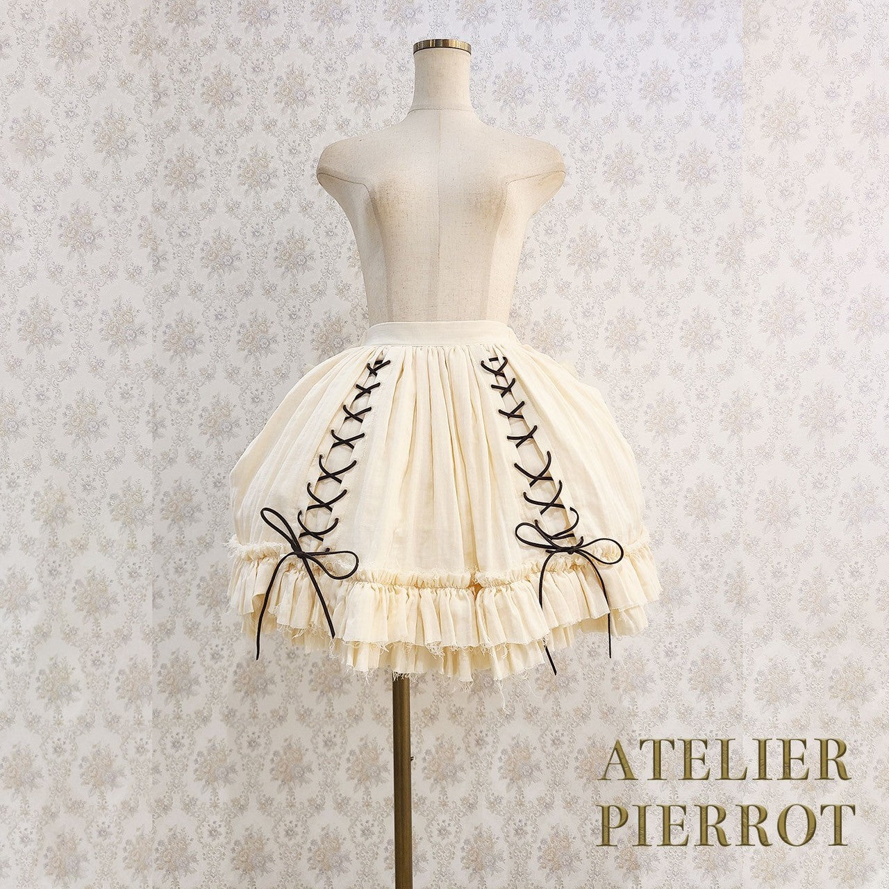 【ATELIER PIERROT】　Decay Gauze Skirt　Ivory/Wine/Gray/Black